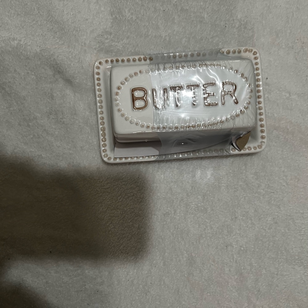 Elegant Pearl-Accented Butter Dish